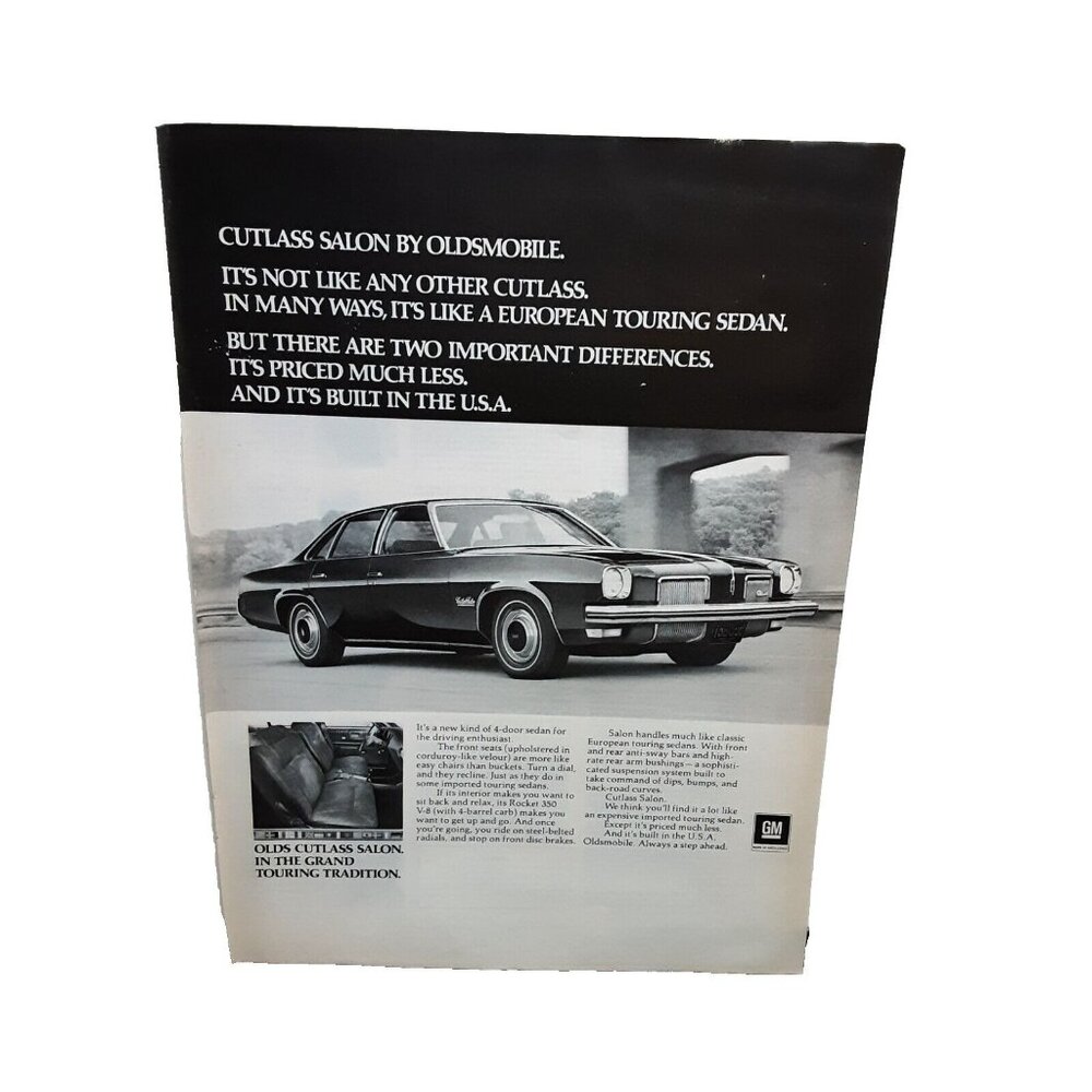 1972 1973 Oldsmobile Cutlass Salon car Original Print Ad 70s